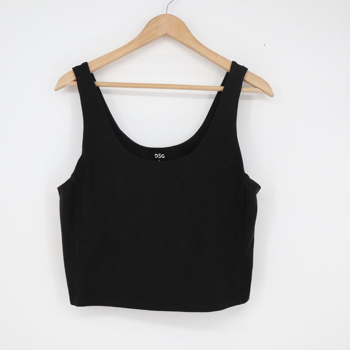 DSG Womens Black Scoop Neck Cropped Athletic Tank Top Size L