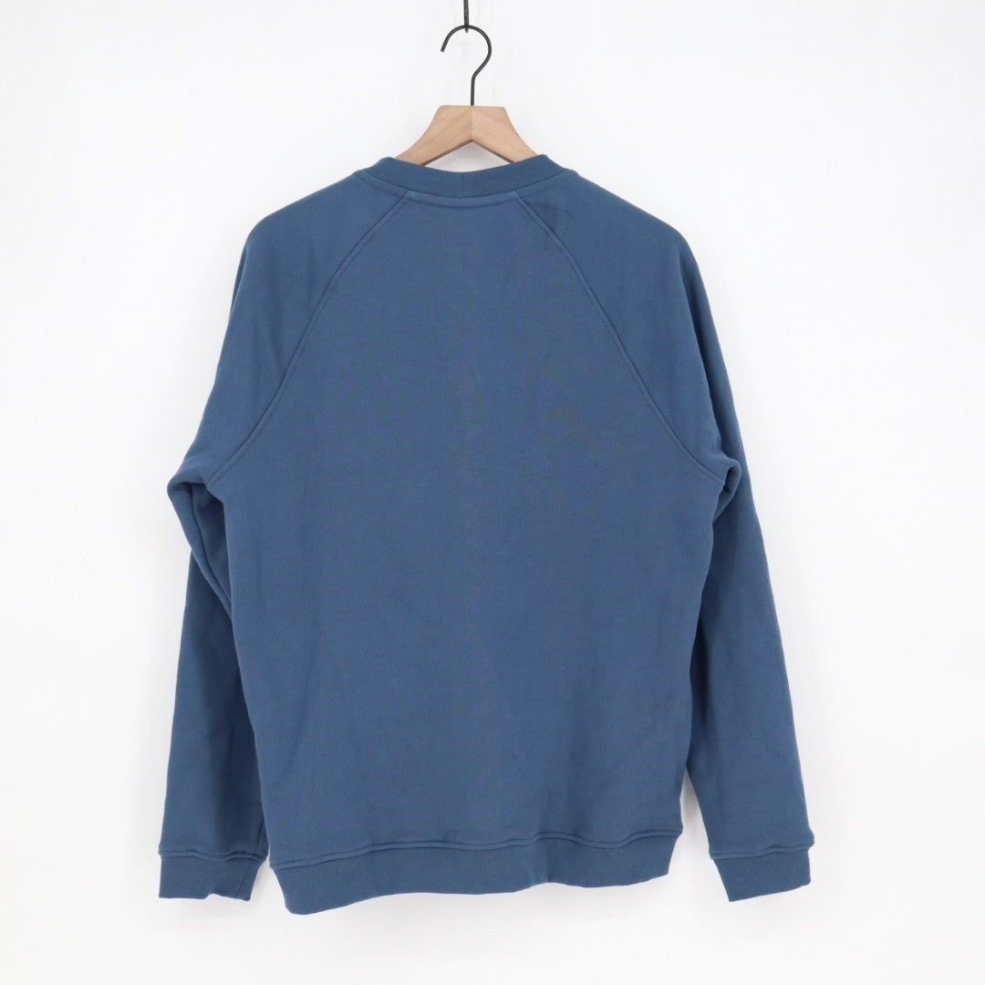 American Giant Midweight Sweatshirt Mens M Blue Fleece Raglan Sleeve Snap Henley