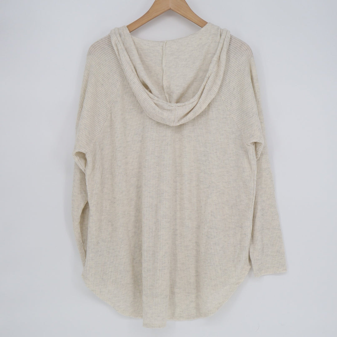 American Eagle Outfitters Soft & Sexy Plush Hoodie Womens Large White Round Hem