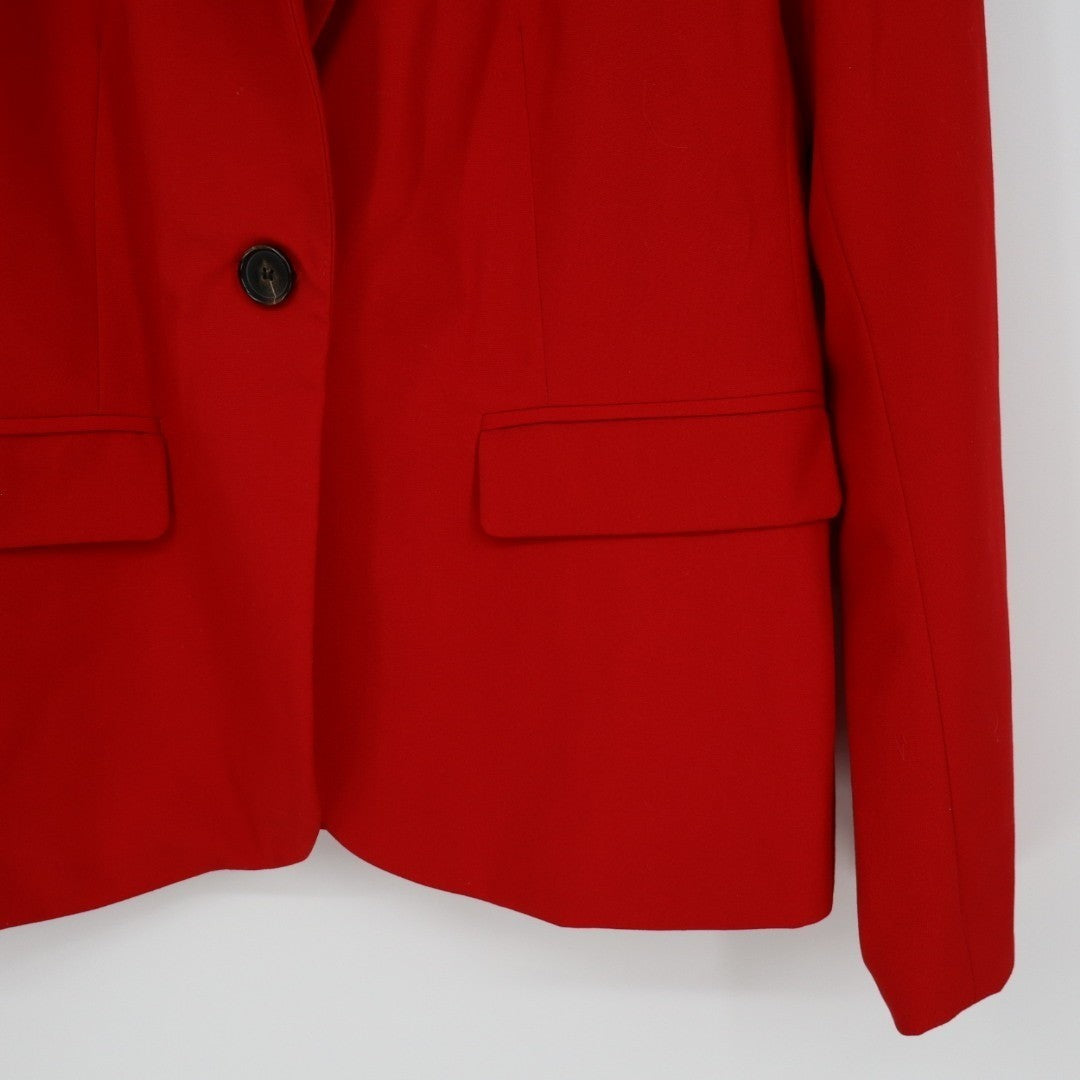 Zara Blazer Jacket Womens 10 Red Formal Business Single Breasted Notch Lapel