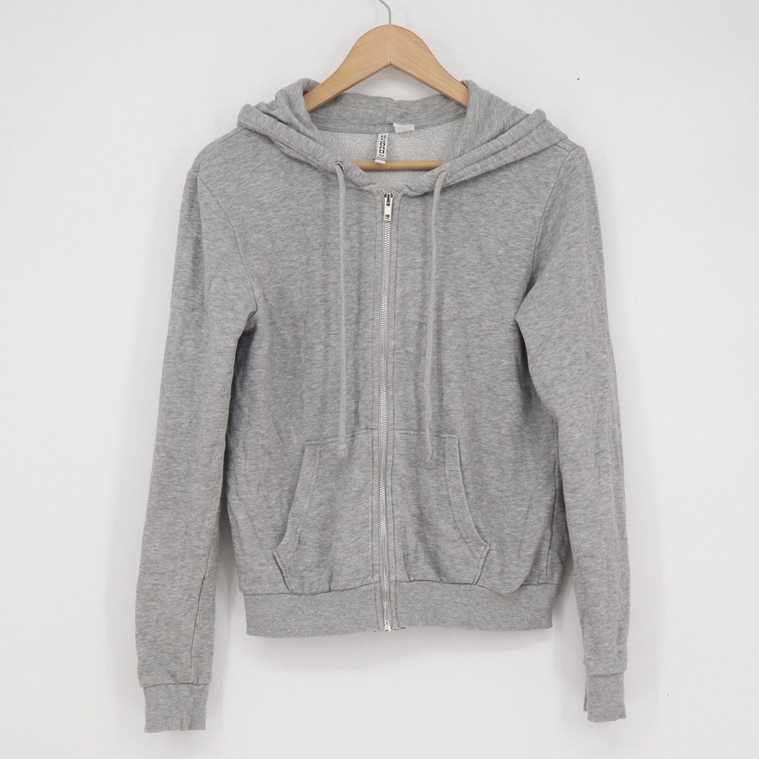 H&M Divided Womens XS Heather Grey Zip Up Hoodie Basic Fleece Sweatshirt
