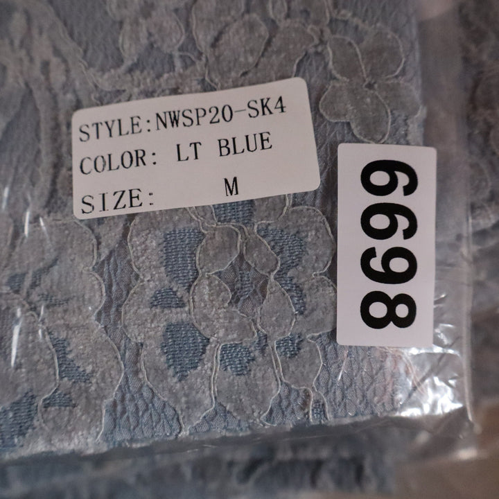 Naked Wardrobe Light Blue Floral Lace Mini Skirt Womens Medium