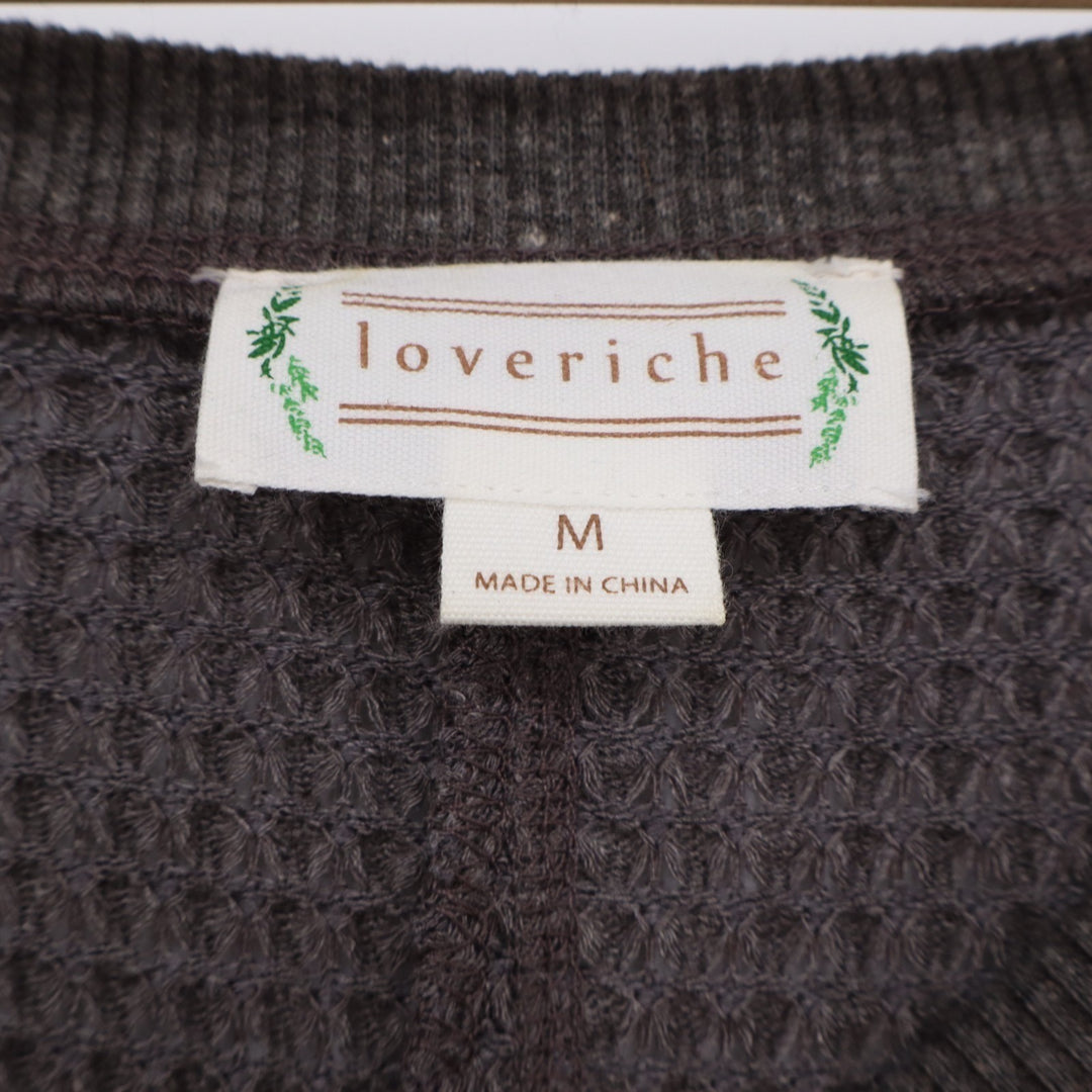 Love Riche Sweater Womens Medium Gray Waffle Knit Ribbed Raglan Sleeve Boat Neck