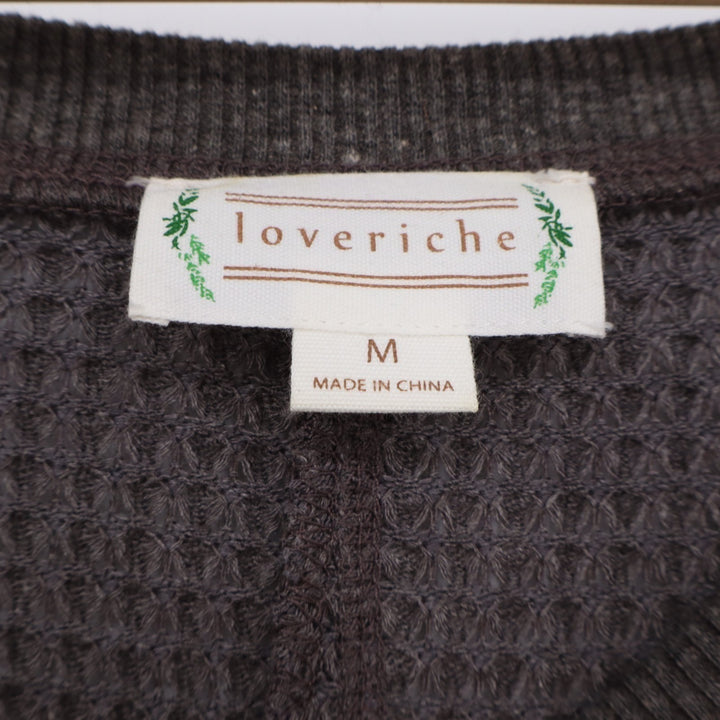 Love Riche Sweater Womens Medium Gray Waffle Knit Ribbed Raglan Sleeve Boat Neck