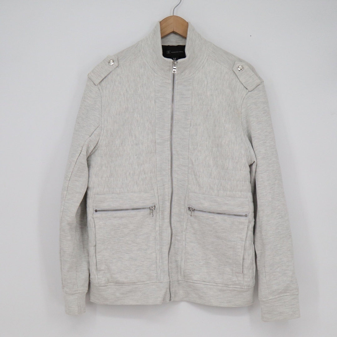 INC International Concepts Mens Gray Full Zip Mock Neck Military Jacket Size M