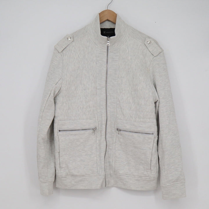 INC International Concepts Mens Gray Full Zip Mock Neck Military Jacket Size M