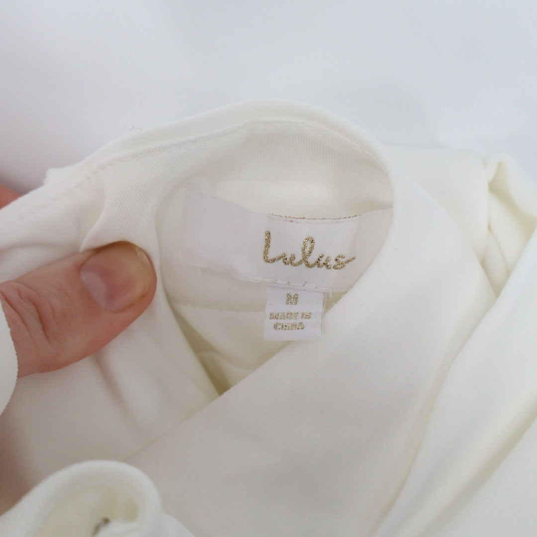 Lulus Loving Fate Maxi Dress Women Medium White Stretch Bow Square Neck Backless