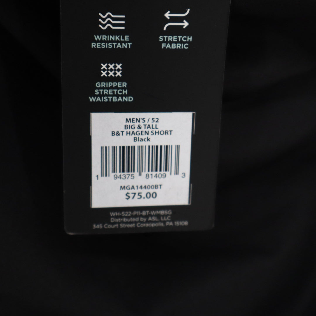 Walter Hagen Mens Big & Tall Golf Shorts Black Size 52 Stretch MGA14400BT NWT