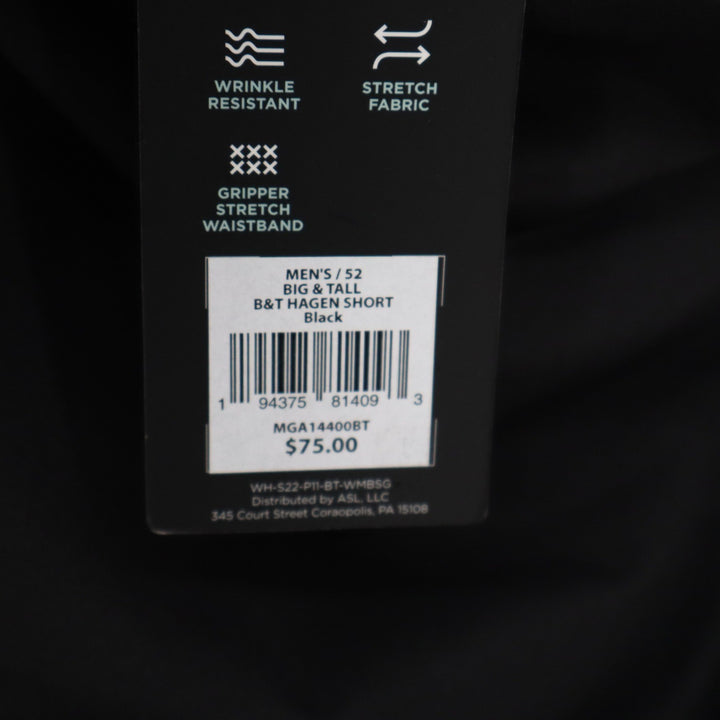 Walter Hagen Mens Big & Tall Golf Shorts Black Size 52 Stretch MGA14400BT NWT