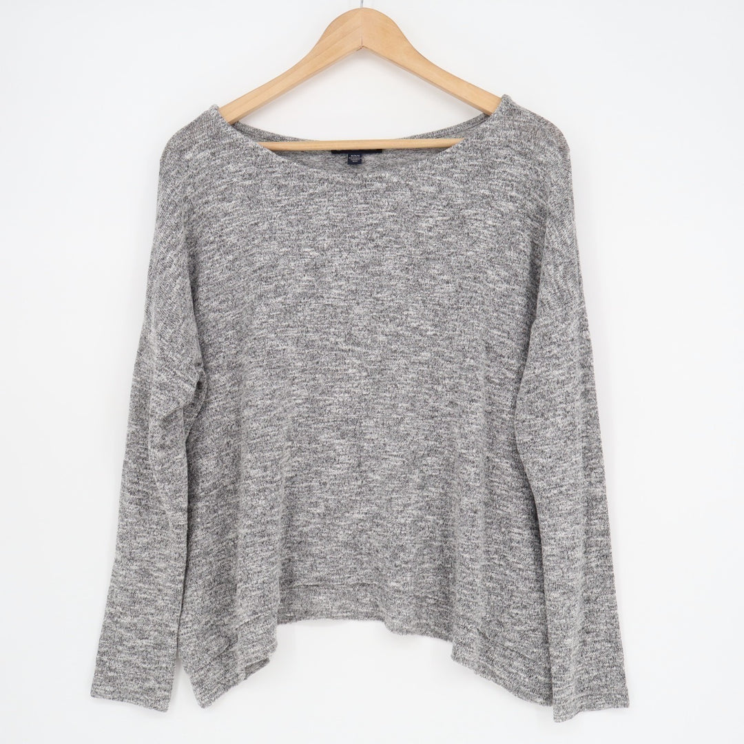 American Eagle Outfitters Sweater Womens Medium Heather Gray Tulip Hem Boat Neck