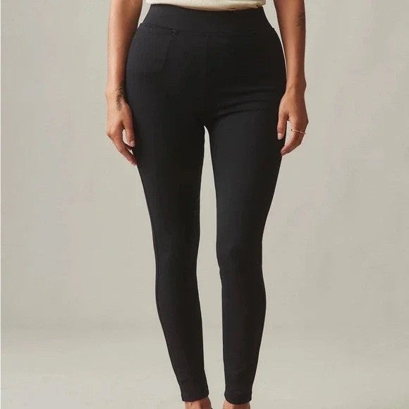 American Giant Ponte Slim Pants Womens 8P Black Stretch High Rise Skinny Leg