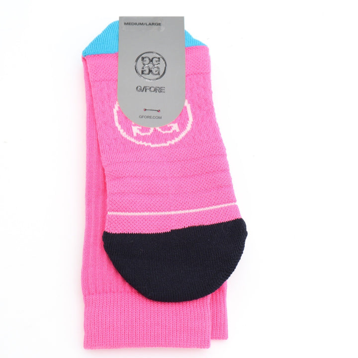 G/FORE Womens Pray For Birdies Crew Socks Knockout Pink M/L
