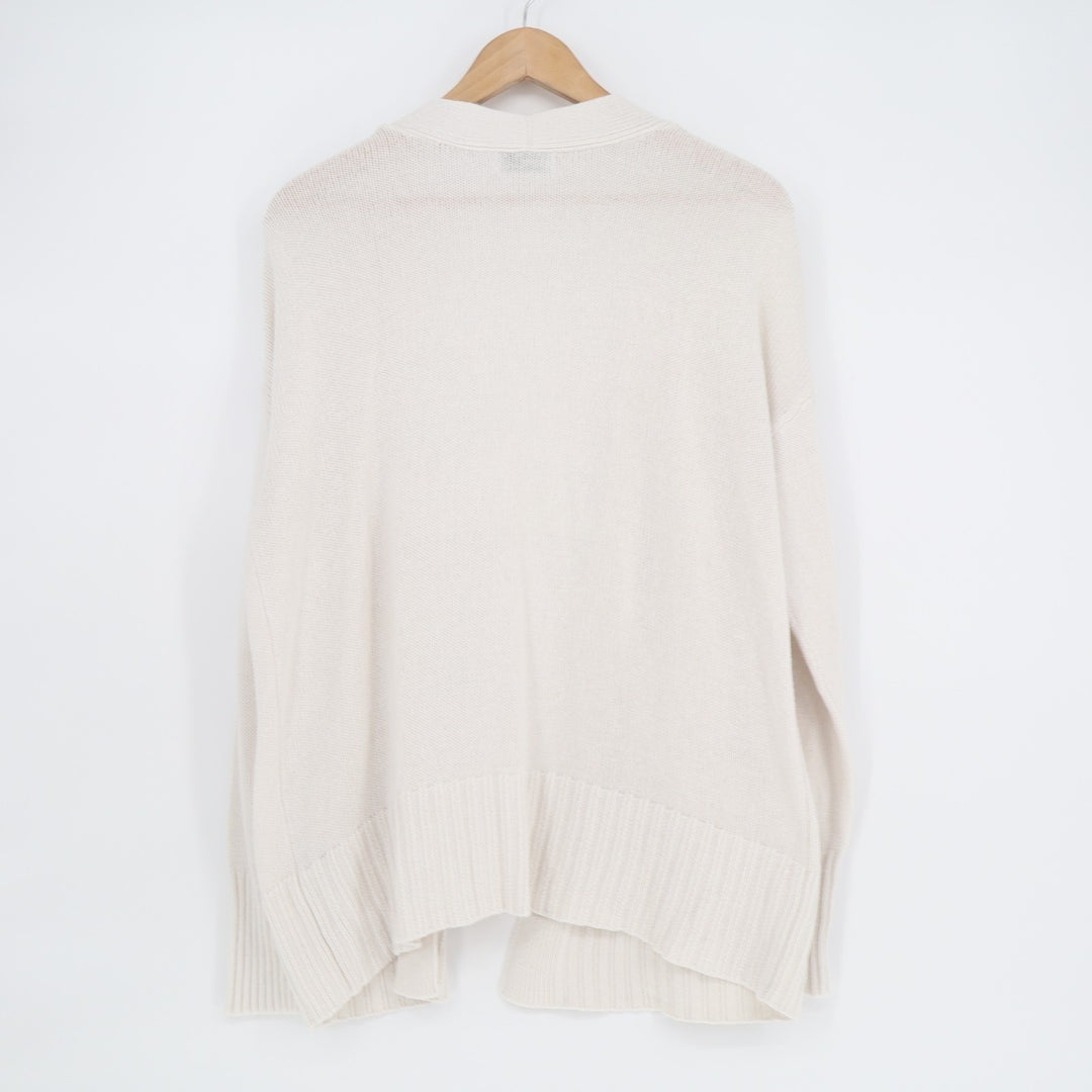 Sonoma Goods For Life Cardigan Sweater Womens M White Knit Open Front Pockets