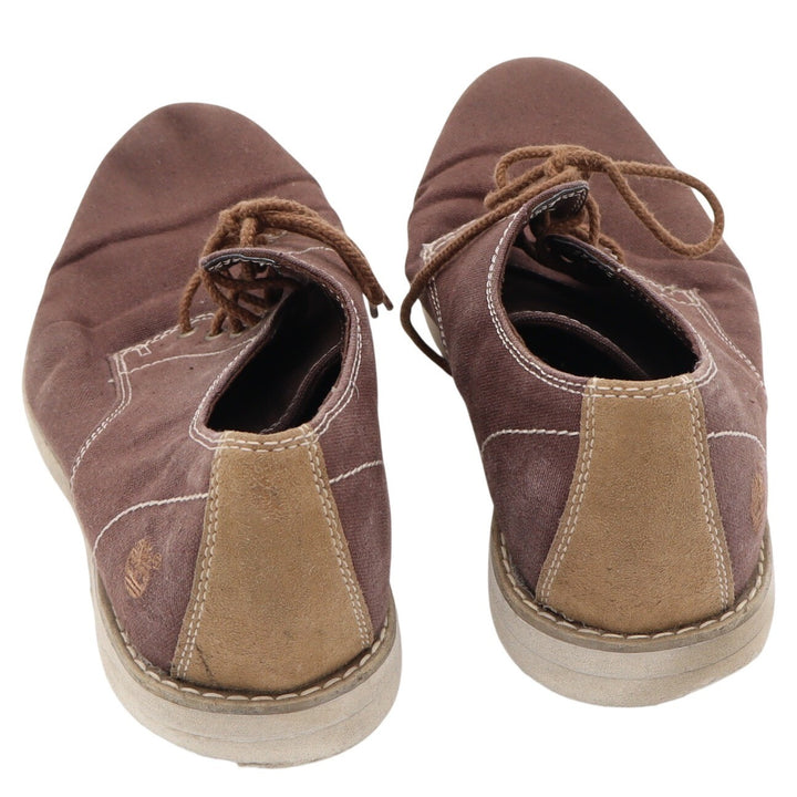 Timberland Oxford Mens 10.5 Brown Canvas Suede Contrast Stitch Good