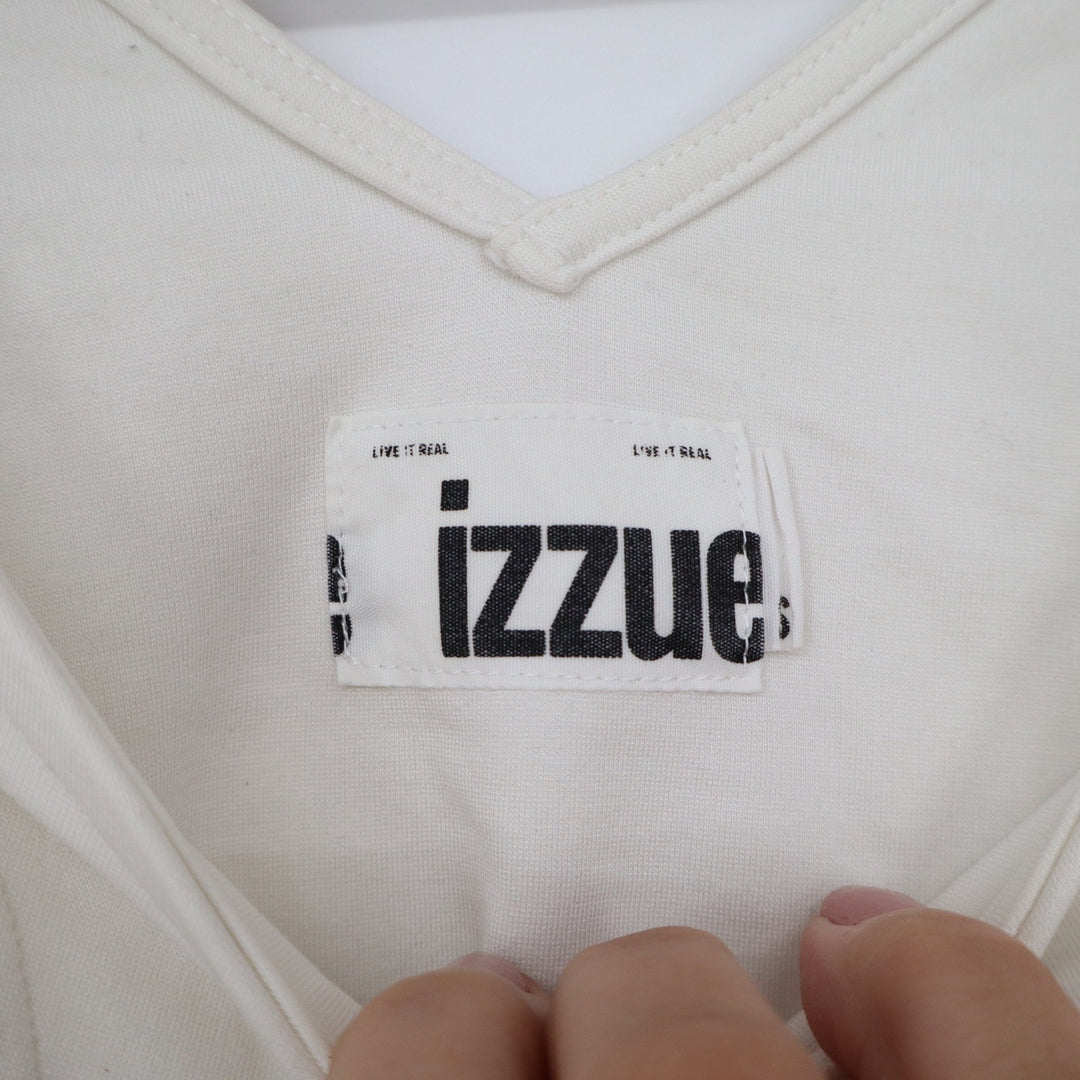 Izzue Cream Asymmetric Cutout Crop Top Short Sleeve Minimalist Size S