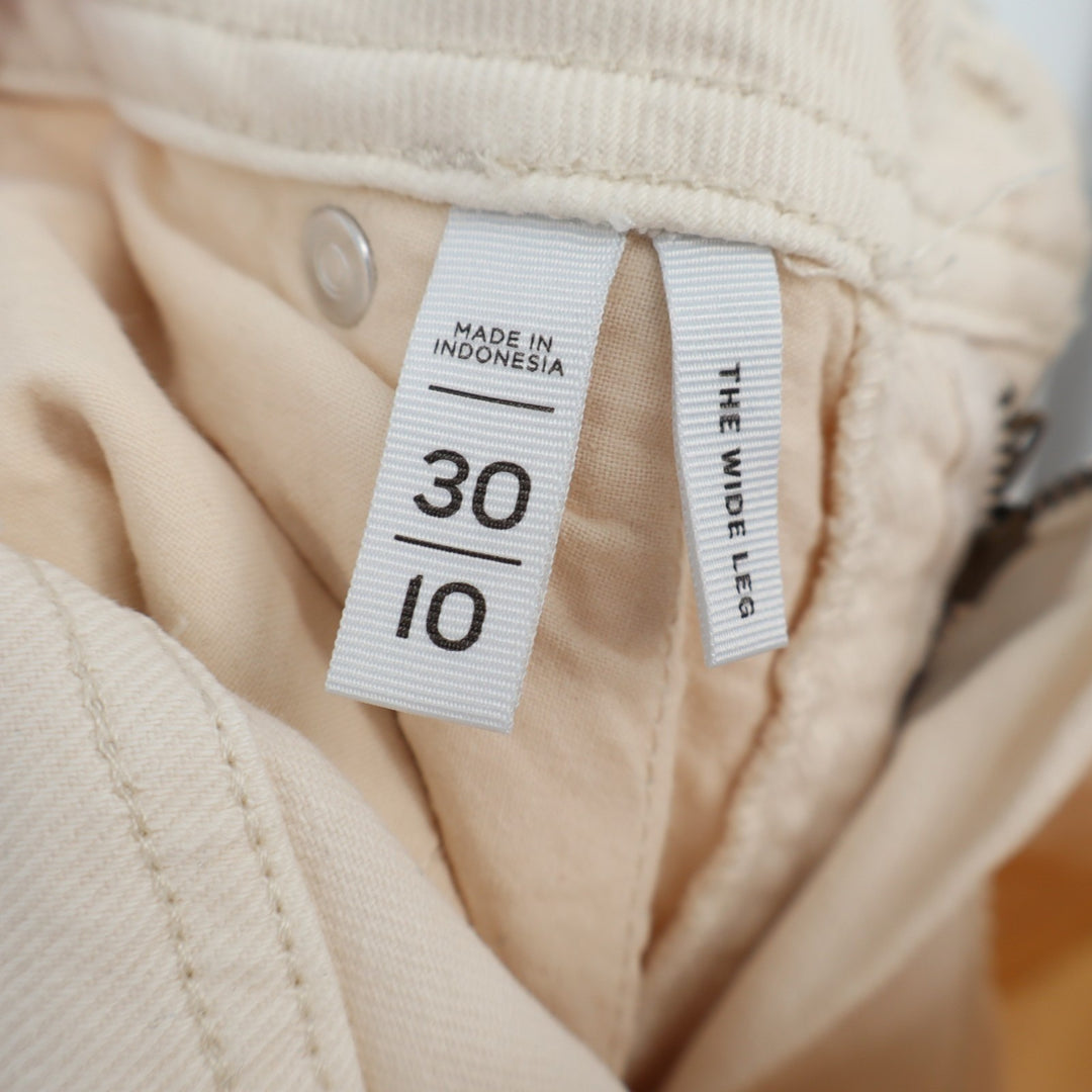 Made And Loved By Loft Pants Womens 30/10 Beige Cotton Stretch Mid Rise Wide Leg