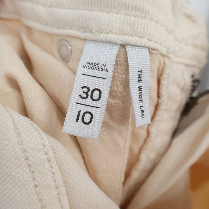 Made And Loved By Loft Pants Womens 30/10 Beige Cotton Stretch Mid Rise Wide Leg