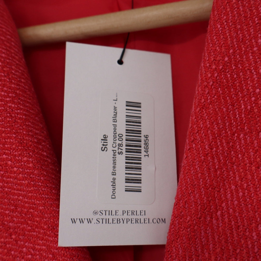 Stile by Per Lei Red Double Breasted Cropped Blazer NWT Large