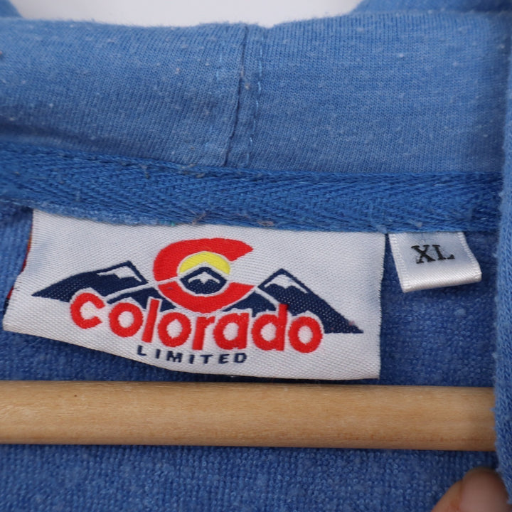 Colorado Limited Hoodie Women XL Blue Cotton Drawstring Kangaroo Pocket Pullover