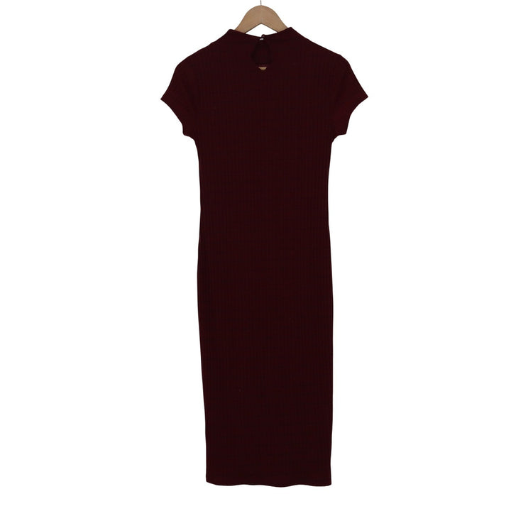 Charlotte Russe Burgundy Ribbed Mock Neck Midi Dress Size M
