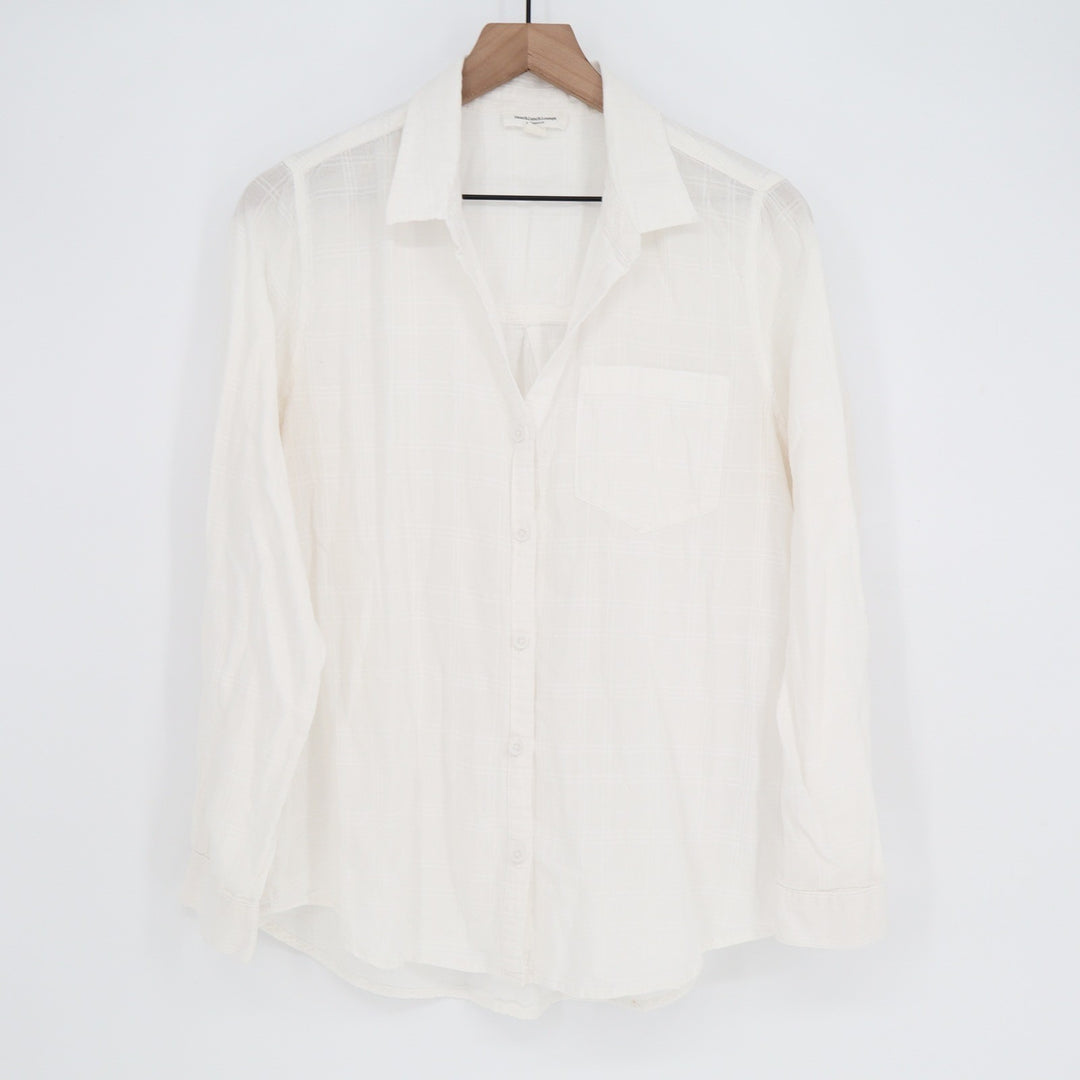 Beachlunchlounge White Cotton Windowpane Button Down Shirt Large