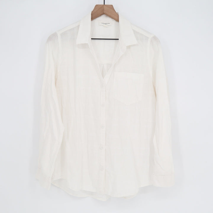 Beachlunchlounge White Cotton Windowpane Button Down Shirt Large