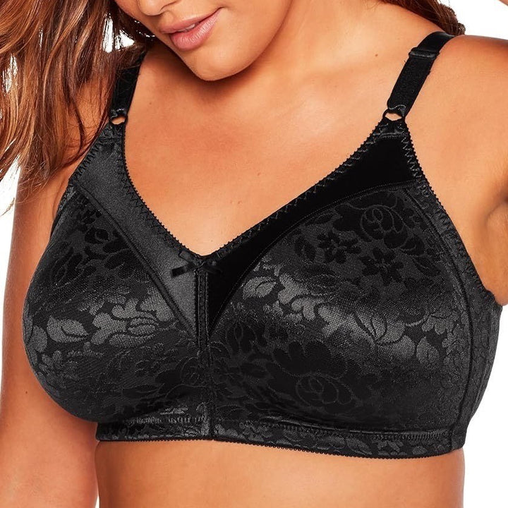 Bali Double Support Lace Bra Womens 34DD Brown Floral Wireless Adjustable Strap