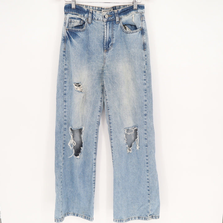 RSQ Womens Distressed Straight Leg Jeans Light Wash Organic Cotton Size 26