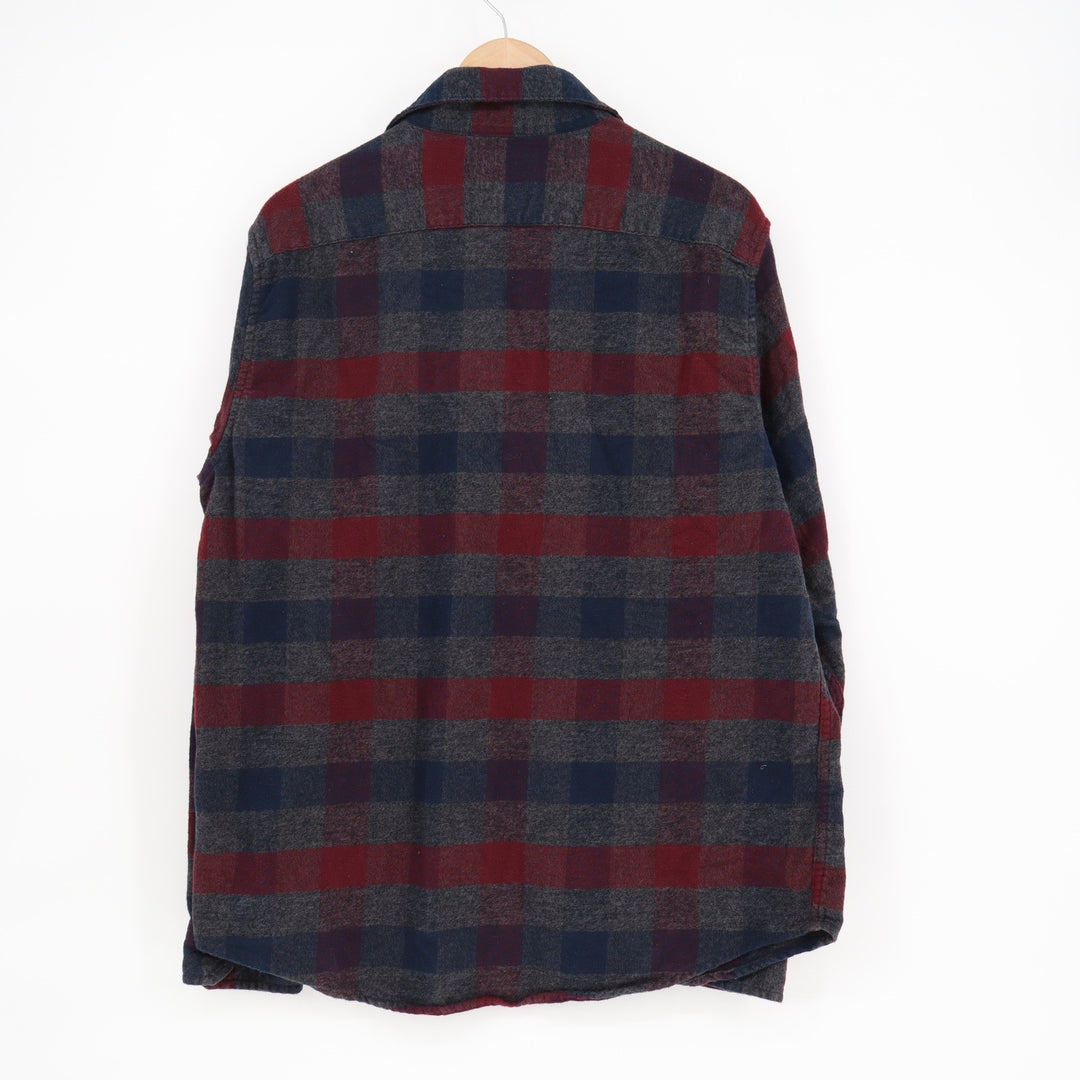 Goodfellow & Co Mens Large Red Navy Blue Plaid Flannel Button Down Shirt