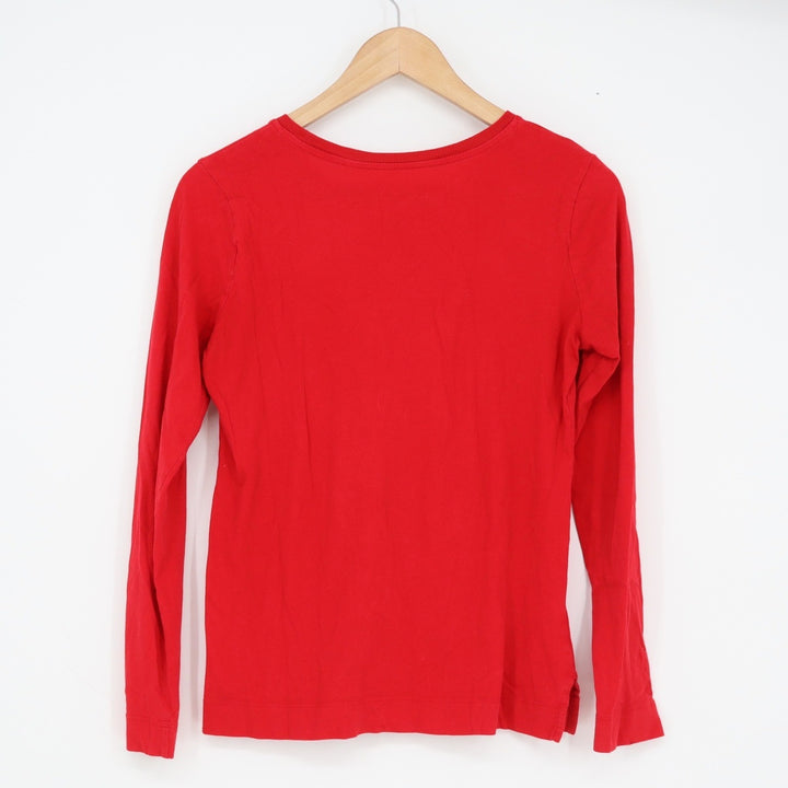 Ann Taylor LOFT Womens Small Red Cotton Long Sleeve Crew Neck Basic Tee Shirt
