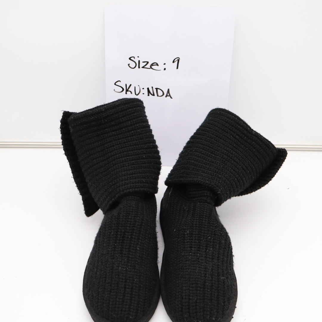 UGG Classic Cardy 5819 Bootie Womens US 9 Black Knitted Buttons Mid Calf Boots