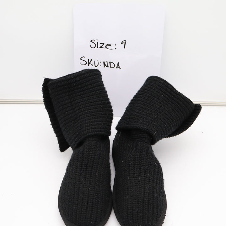 UGG Classic Cardy 5819 Bootie Womens US 9 Black Knitted Buttons Mid Calf Boots