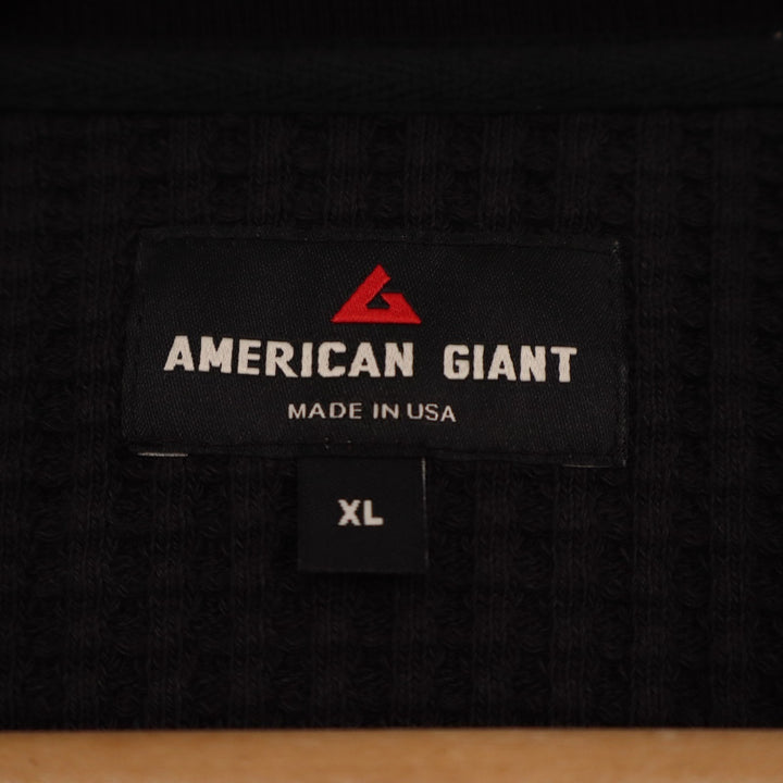 American Giant Crew T Shirt Mens XL Black Cotton Stretch Waffle Knit Slim Fit