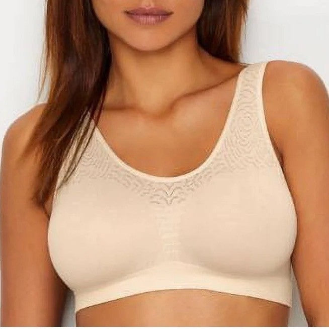 Bali Comfort Revolution Microfiber Crop Top Women's Medium Light Beige Wireless