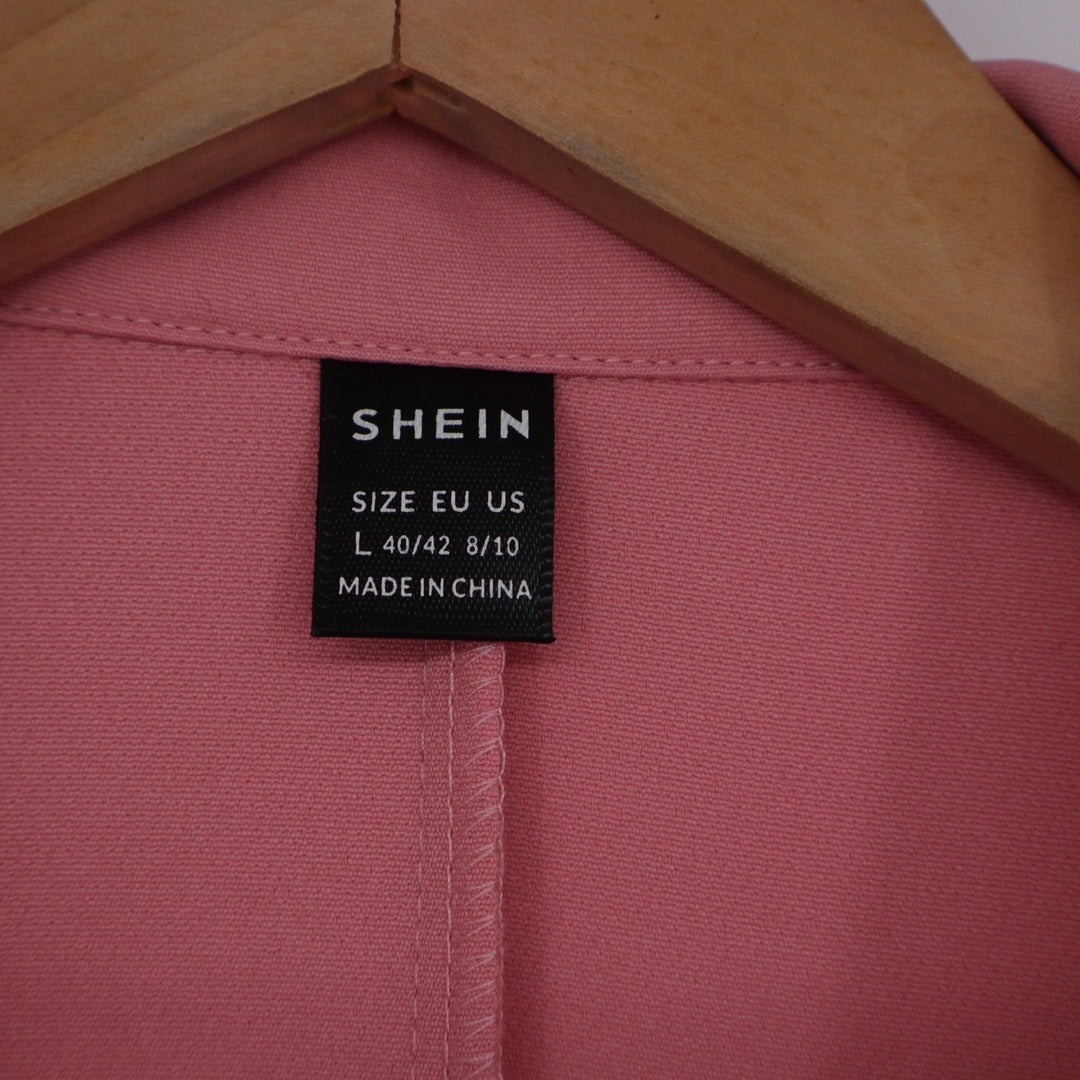 SHEIN Pink Double Breasted Gold Button Blazer Jacket Size L