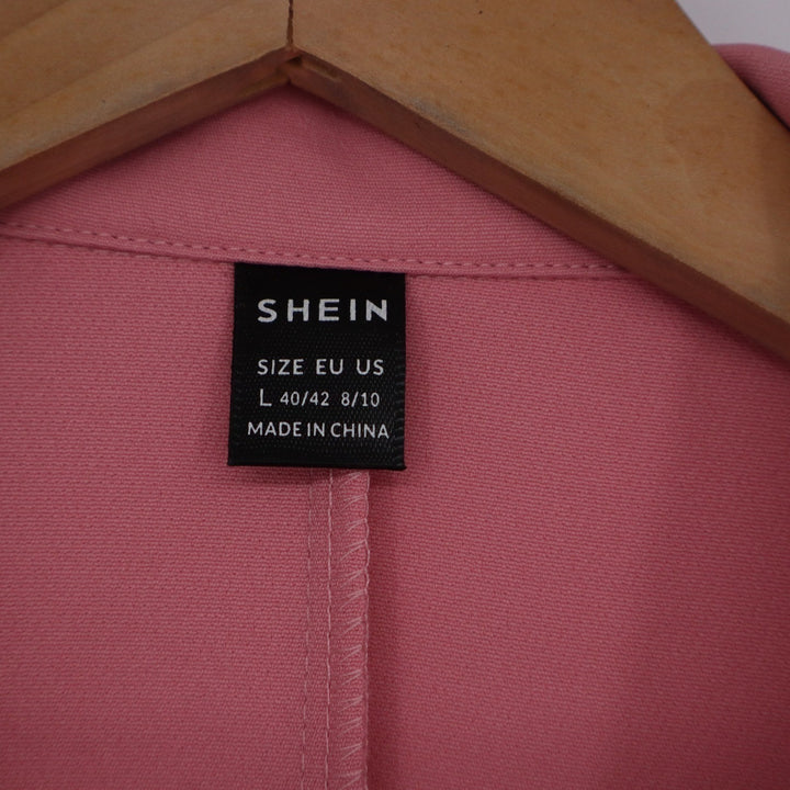 SHEIN Pink Double Breasted Gold Button Blazer Jacket Size L