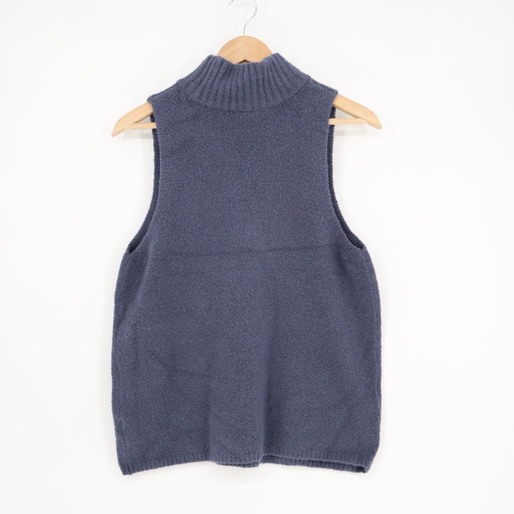 Express Vest Sweater Women XL Purple Slate Cotton Stretch Fleece Lined Mock Neck