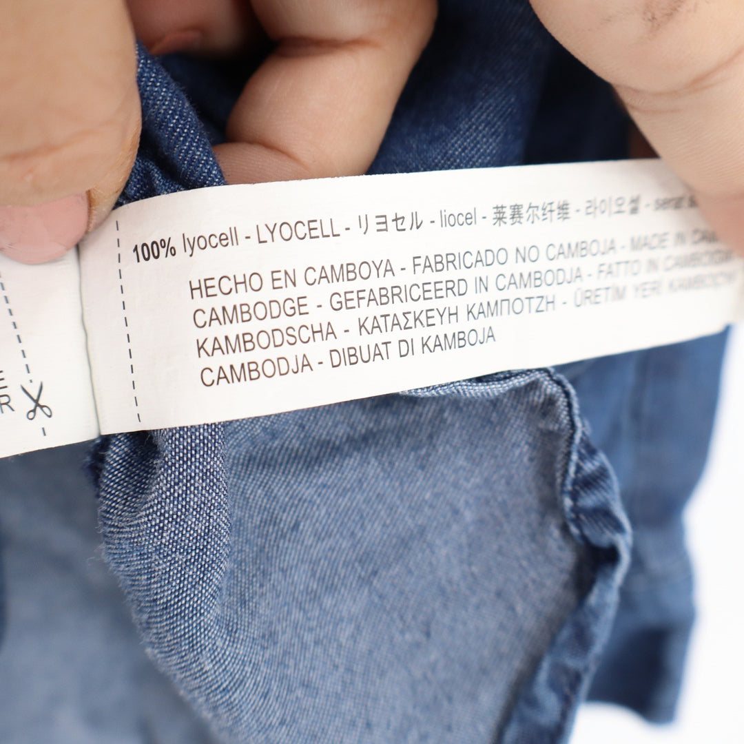Zara Basic Z1975 Denim Shirt Blue Lyocell Button Down Long Sleeve Small