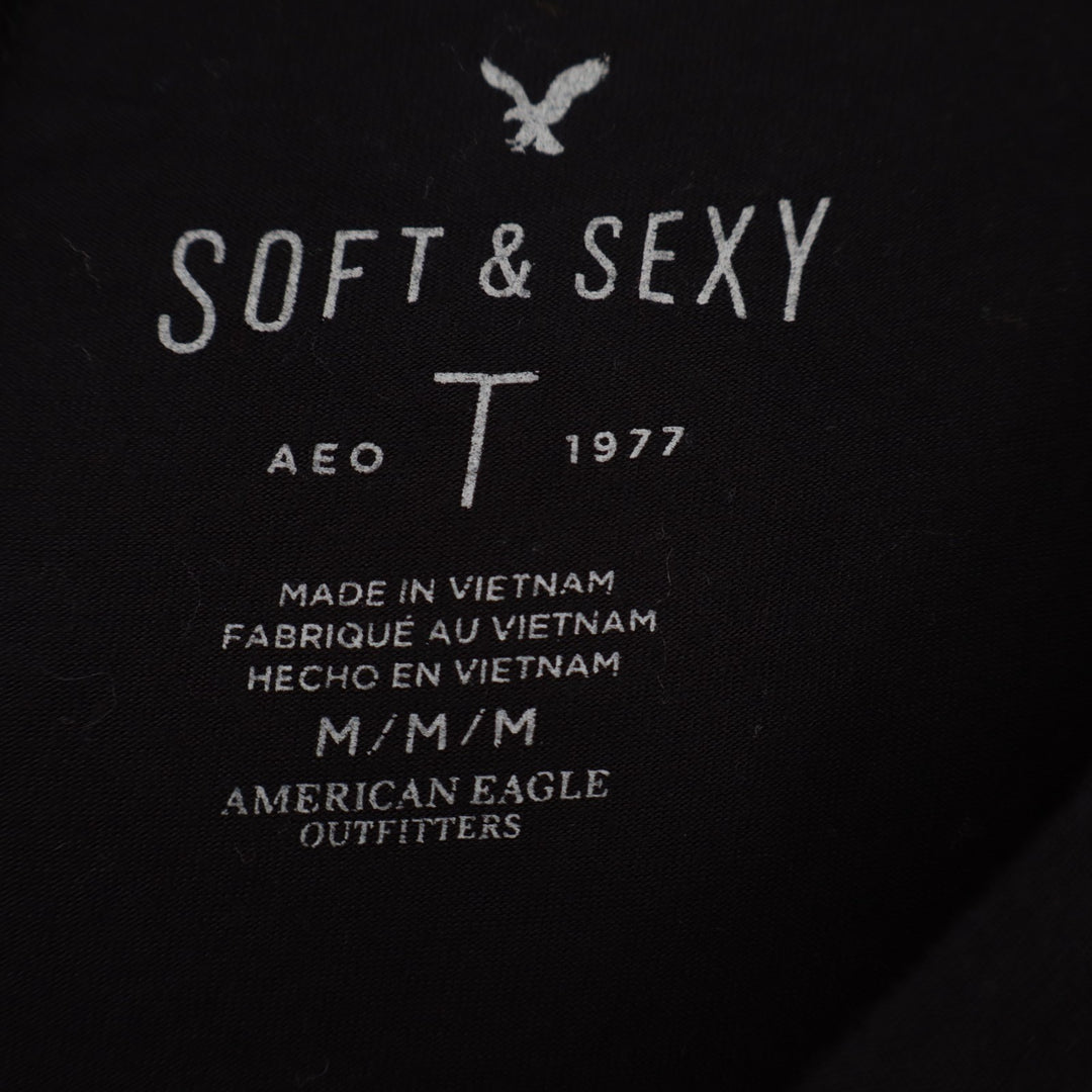 American Eagle Outfitters Soft & Sexy T-Shirt Womens Medium Black Short Sleeve
