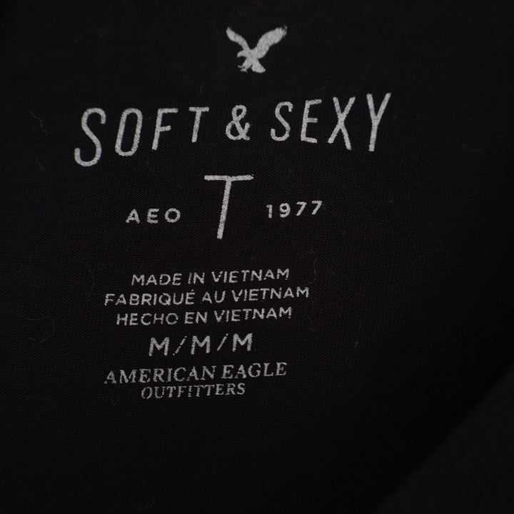 American Eagle Outfitters Soft & Sexy T-Shirt Womens Medium Black Short Sleeve