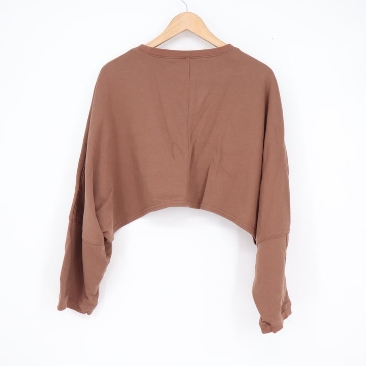 Brown Cropped Crewneck Sweatshirt Wide Sleeve Small
