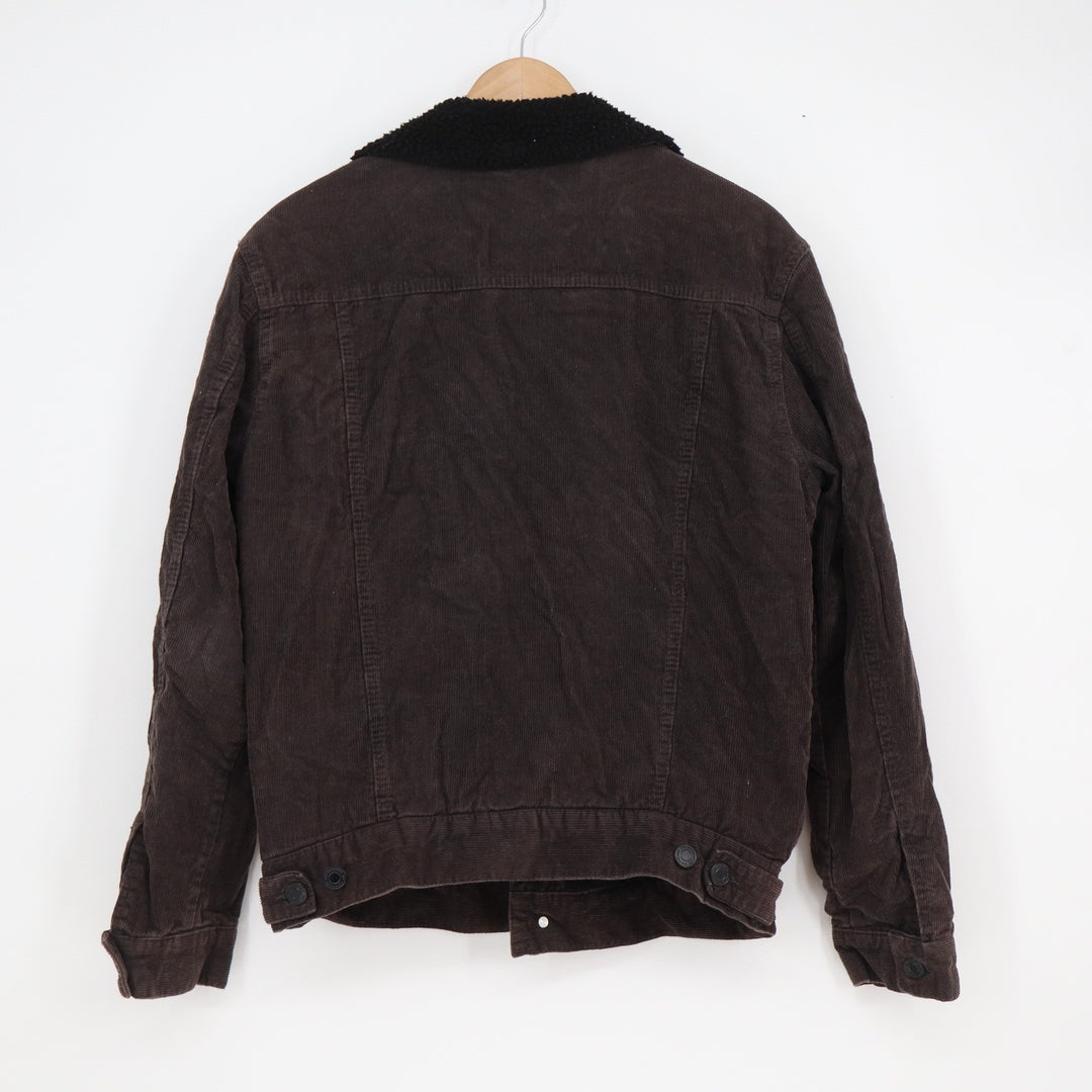 Sunrise Kingdom Mens Brown Corduroy Sherpa Lined Trucker Jacket Small