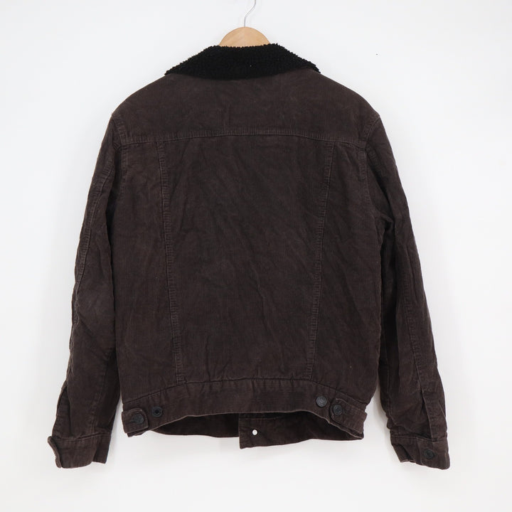 Sunrise Kingdom Mens Brown Corduroy Sherpa Lined Trucker Jacket Small