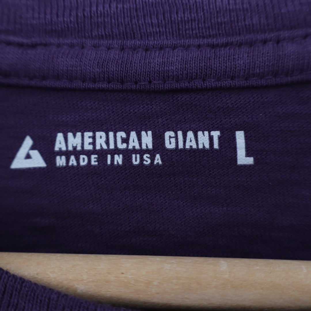 American Giant Premium Slub T-Shirt Mens Large Purple Cotton Knitted Crew Neck