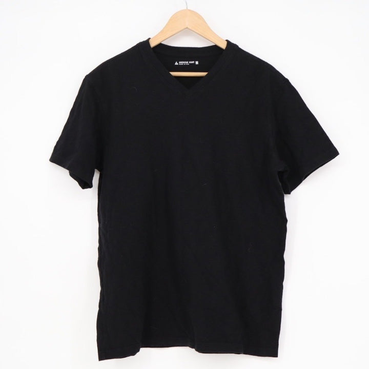 American Giant Mens V Neck T Shirt Black Made in USA Size M