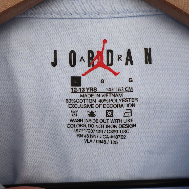 Jordan Boys Hydrogen Blue AJ1 Sneaker Graphic T-Shirt L 12-13