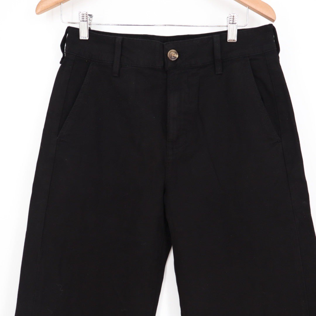 American Giant Womens Black Wide Leg Cropped Pants Made in USA Size 8