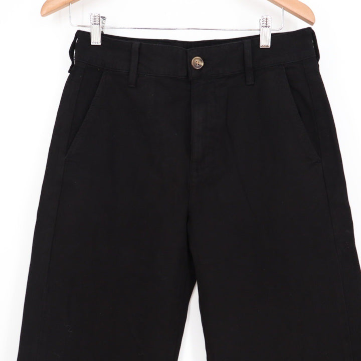 American Giant Womens Black Wide Leg Cropped Pants Made in USA Size 8