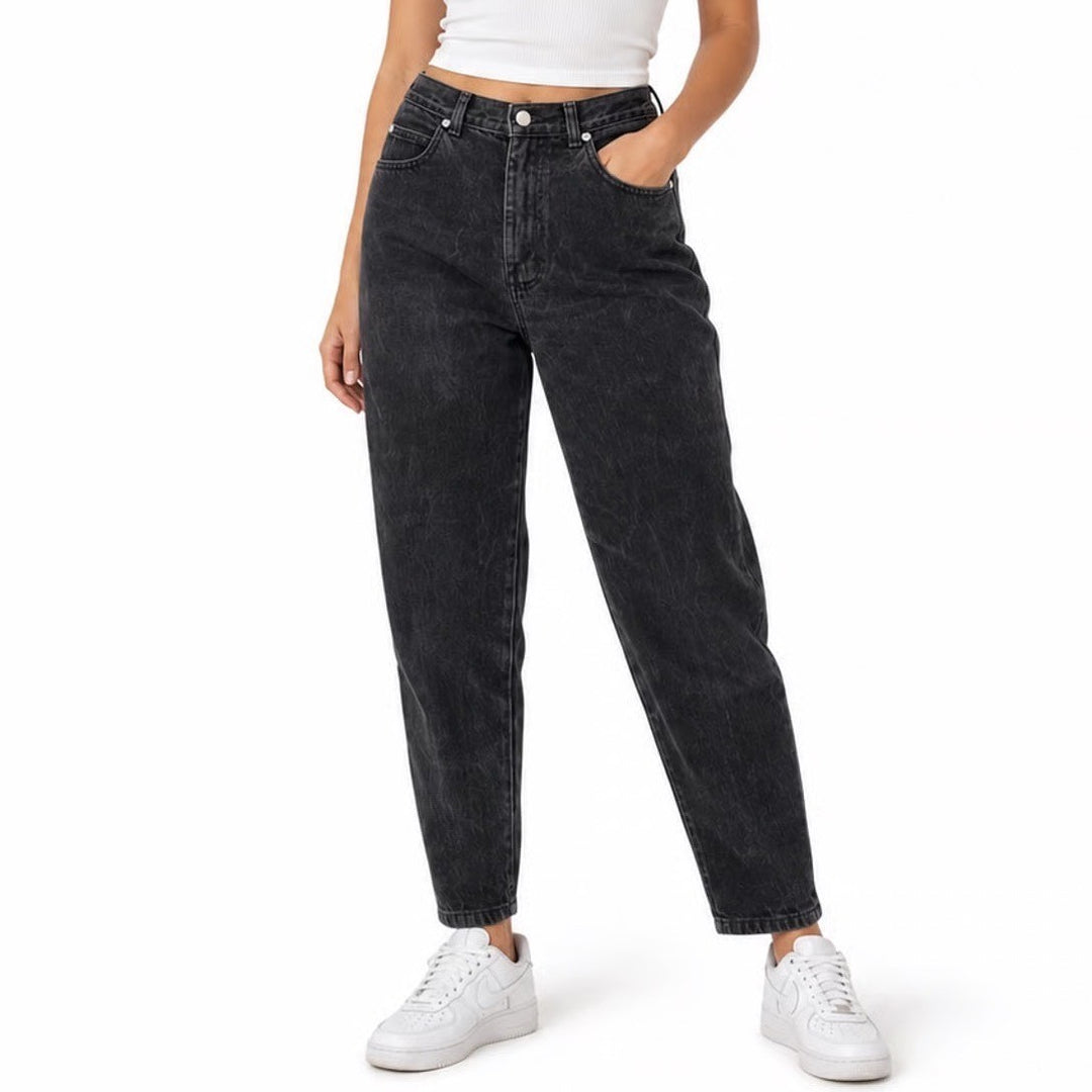 Sasson Vintage High Waisted Tapered Acid Wash Black Ankle Zip Jeans Size 6