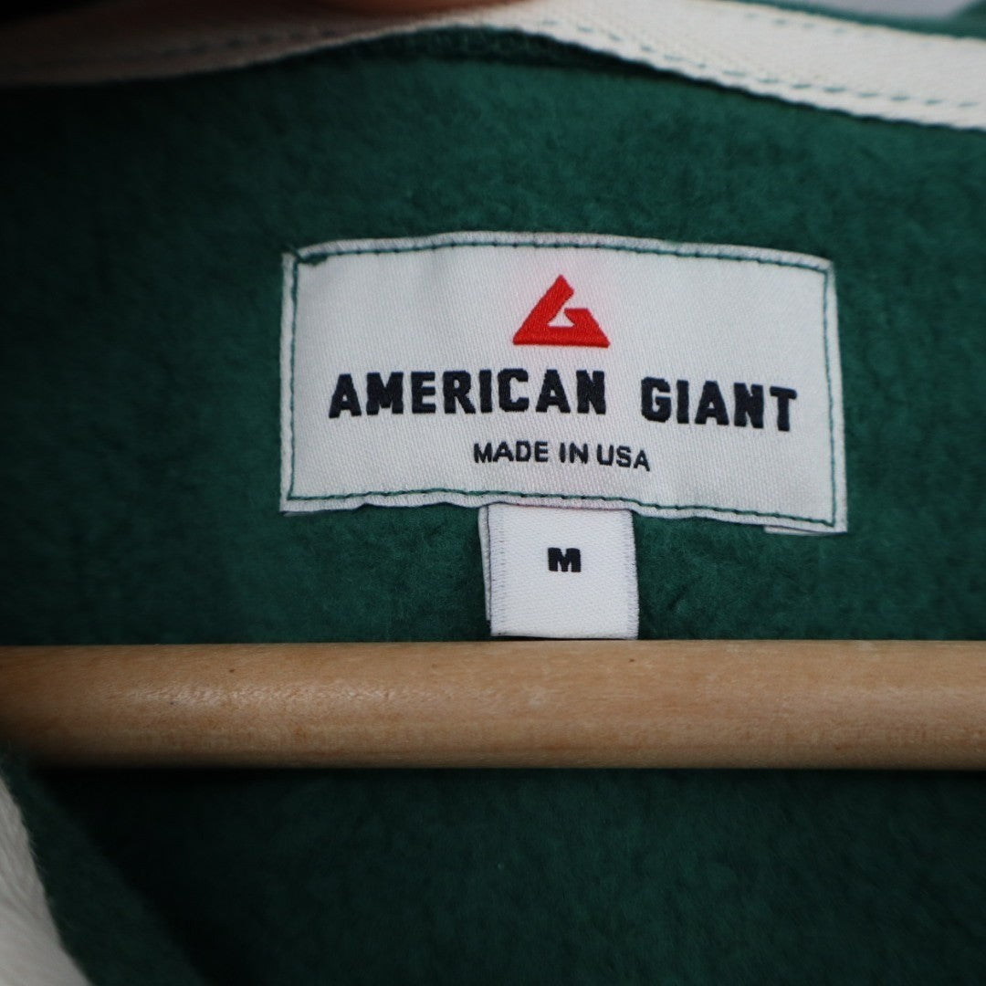 American Giant Hoodie Womens Medium Green Logo Fleece Lined Soft Cotton Full Zip